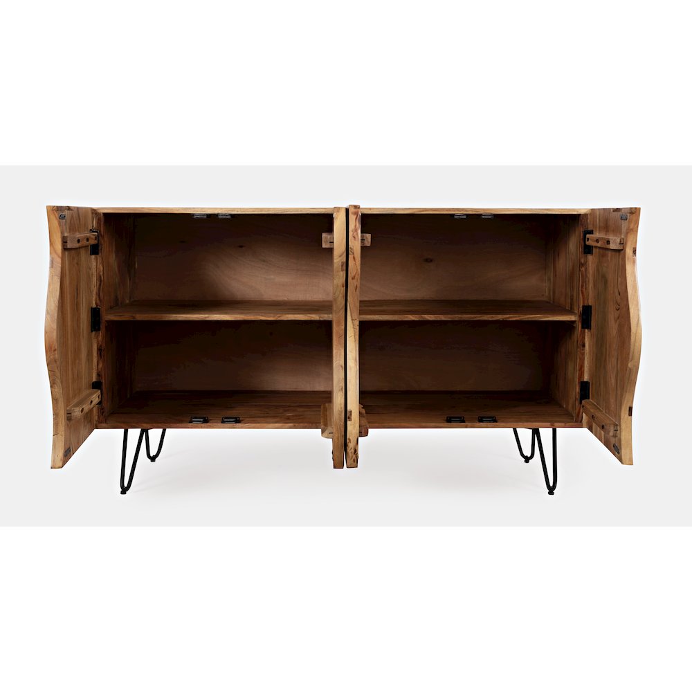 Nature's Edge Solid Acacia 54-Inch Modern Server Storage Cabinet