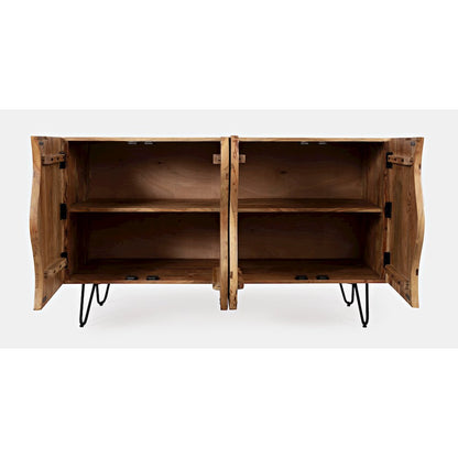 Nature's Edge Solid Acacia 54-Inch Modern Server Storage Cabinet