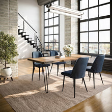 Five Piece Solid Acacia Dining Set with Upholstered Mid-Century Modern Chairs