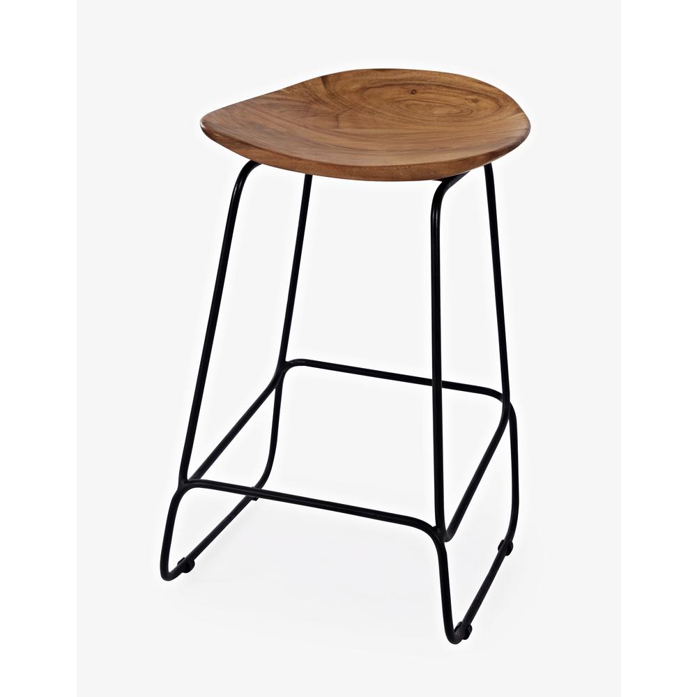 Nature's Edge Solid Acacia Counter Height Backless Stool (Set of 2), Natural