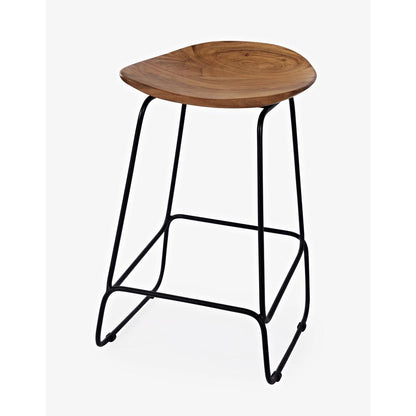 Nature's Edge Solid Acacia Counter Height Backless Stool (Set of 2), Natural