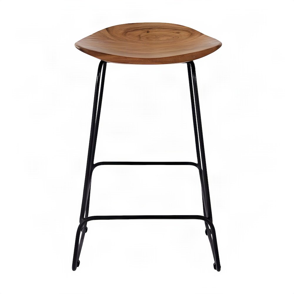 Solid Acacia Wood Backless Counter Height Bar Stools, Set of 2, Natural