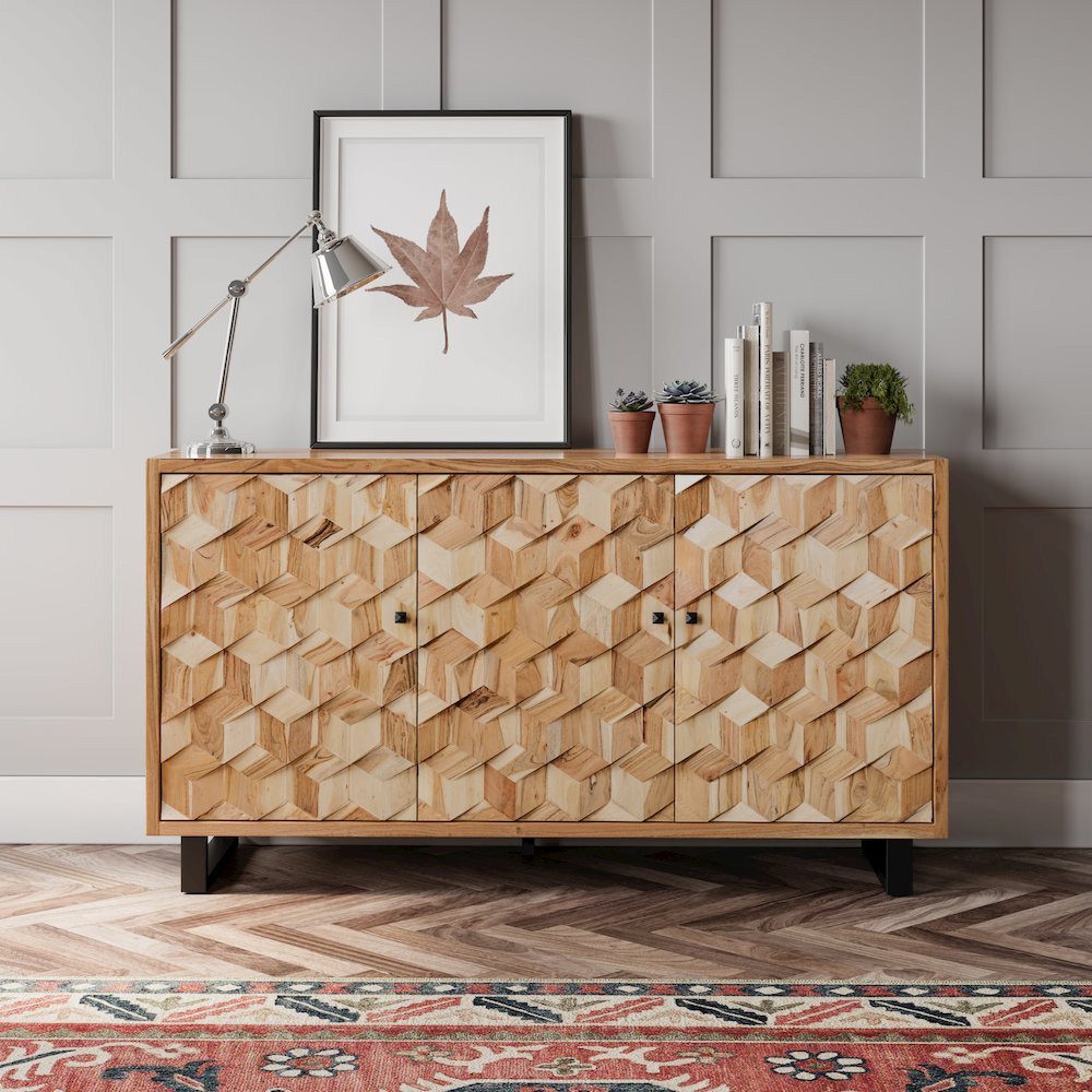 Geometrix 63" Modern Abstract Cube Style Accent Cabinet