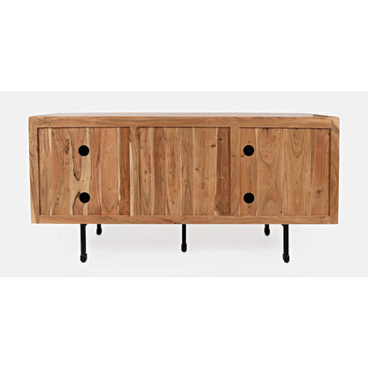 The Wave Three Door Solid Acacia Hardwood Accent Cabinet
