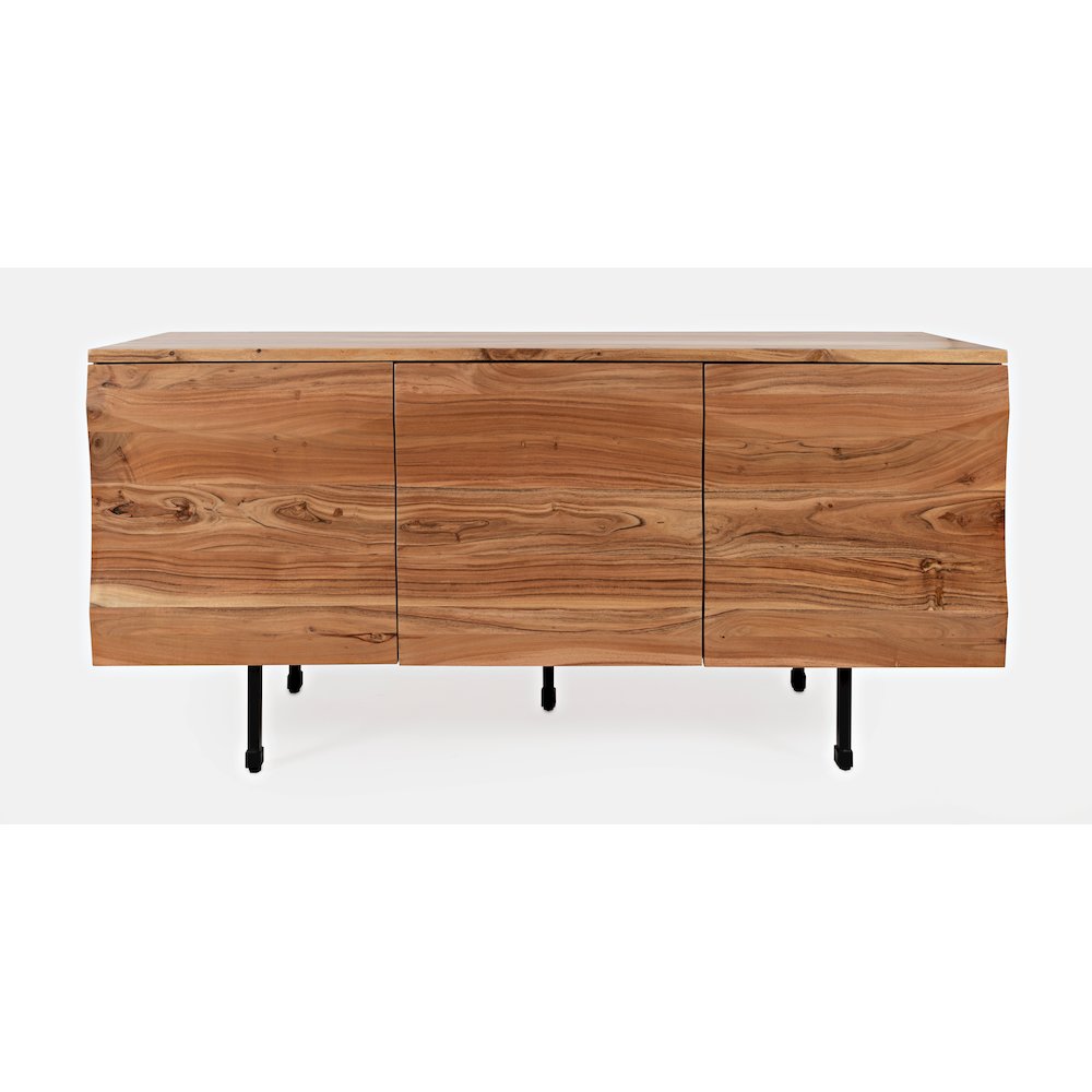 The Wave Three Door Solid Acacia Hardwood Accent Cabinet