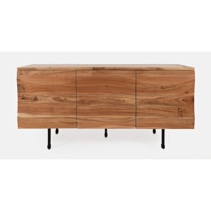The Wave Three Door Solid Acacia Hardwood Accent Cabinet