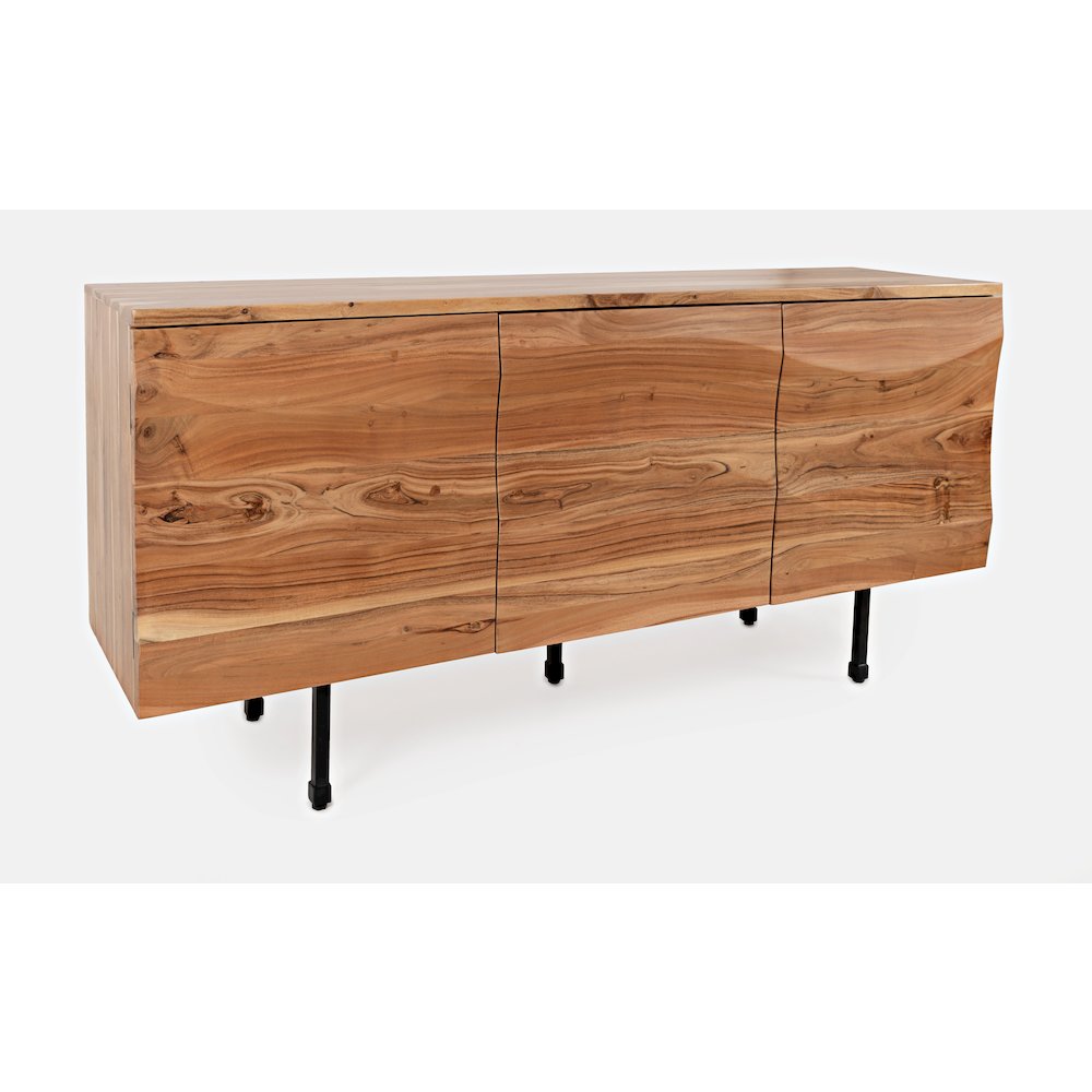The Wave Three Door Solid Acacia Hardwood Accent Cabinet