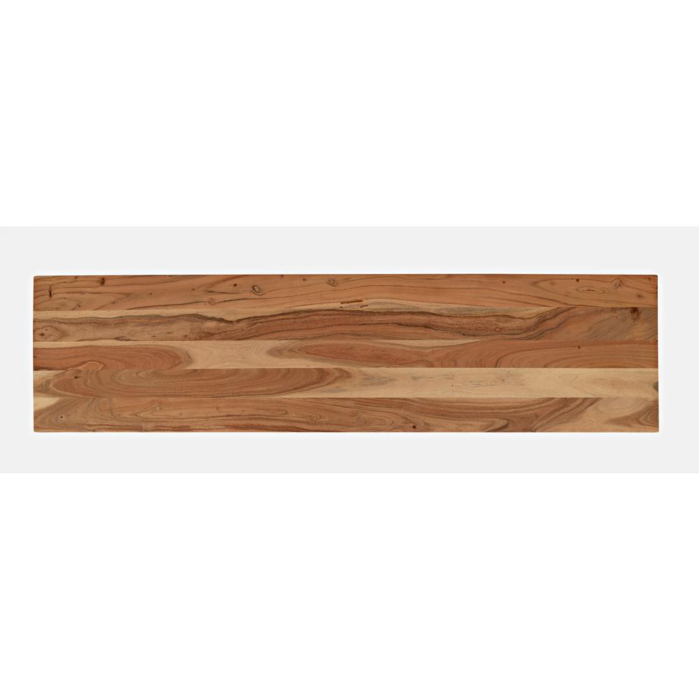 Brown Acacia Three-Door Accent Cabinet with Metal Base for Living Room Storage
