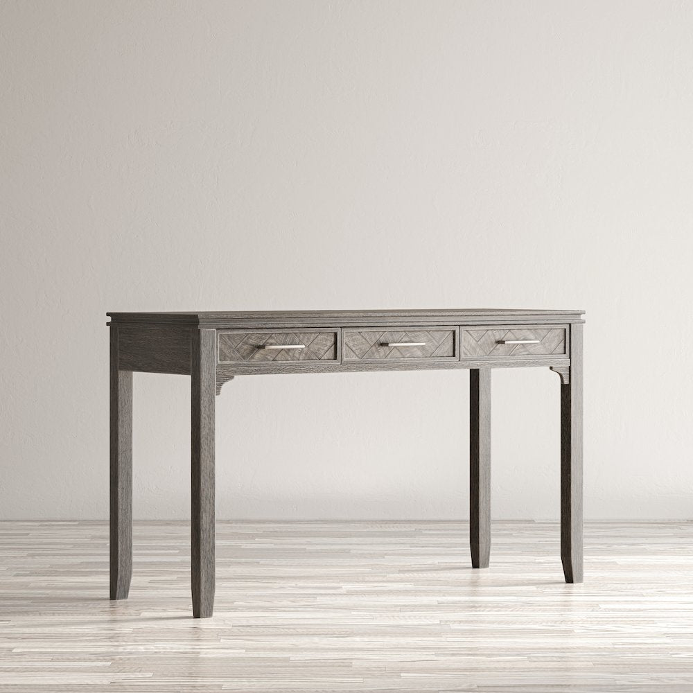Gramercy Mid-Century Modern Chevron Three Drawer USB Charging Desk