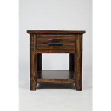 Gray Distressed Industrial End Table with Acacia and MDF Construction