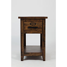 Gray One Drawer Chairside Table with Acacia and Veneer for Industrial Style