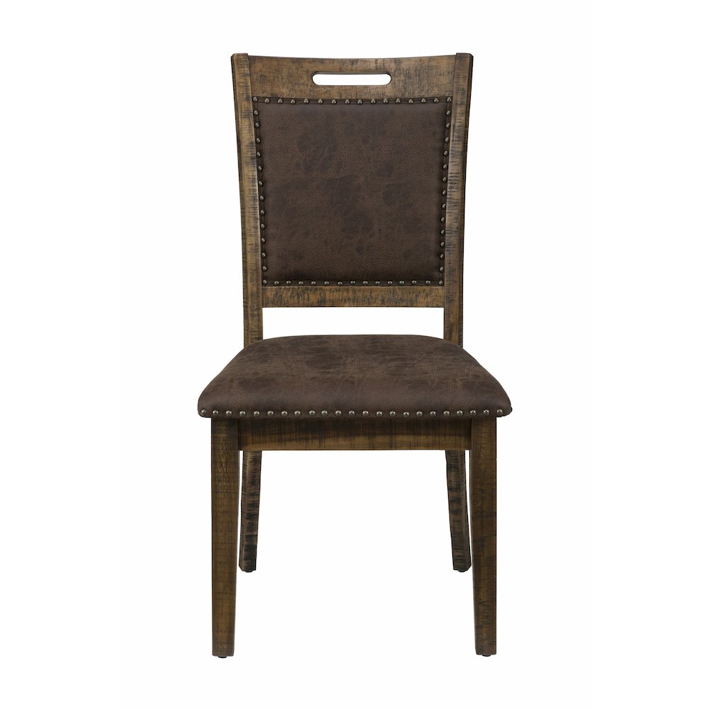 Cannon Valley Rustic Industrial Brown 72" Table + 6 Upholstered Counter Stools