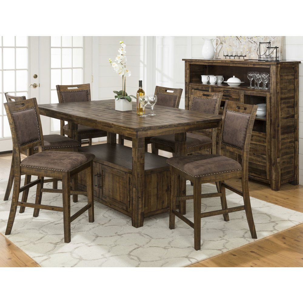 Distressed Industrial 72" Distressed Dining Table with Storage Base and Height