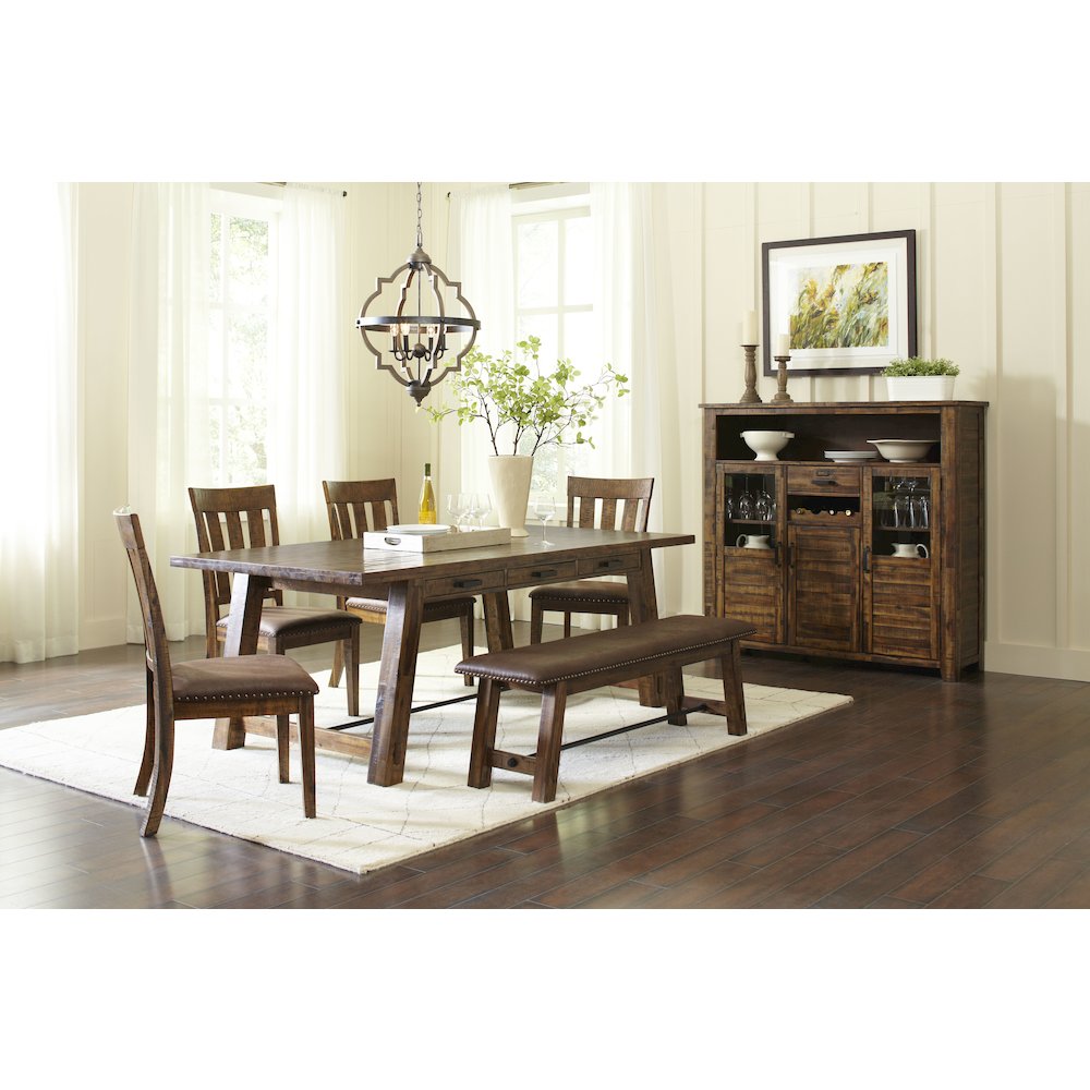 Cannon Valley Distressed Industrial Distressed Wood Dining Chair with Upholstered Seat (Set of 2)