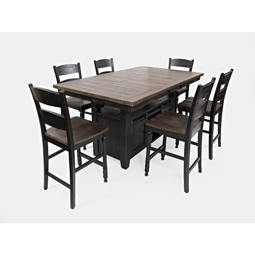 Reclaimed Pine 72" Farmhouse Counter Height Seven-Piece Dining Set