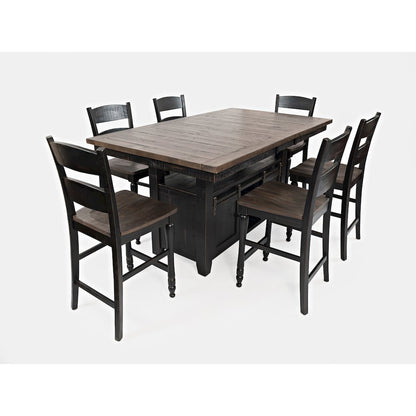 Reclaimed Pine 72" Farmhouse Counter Height Seven-Piece Dining Set