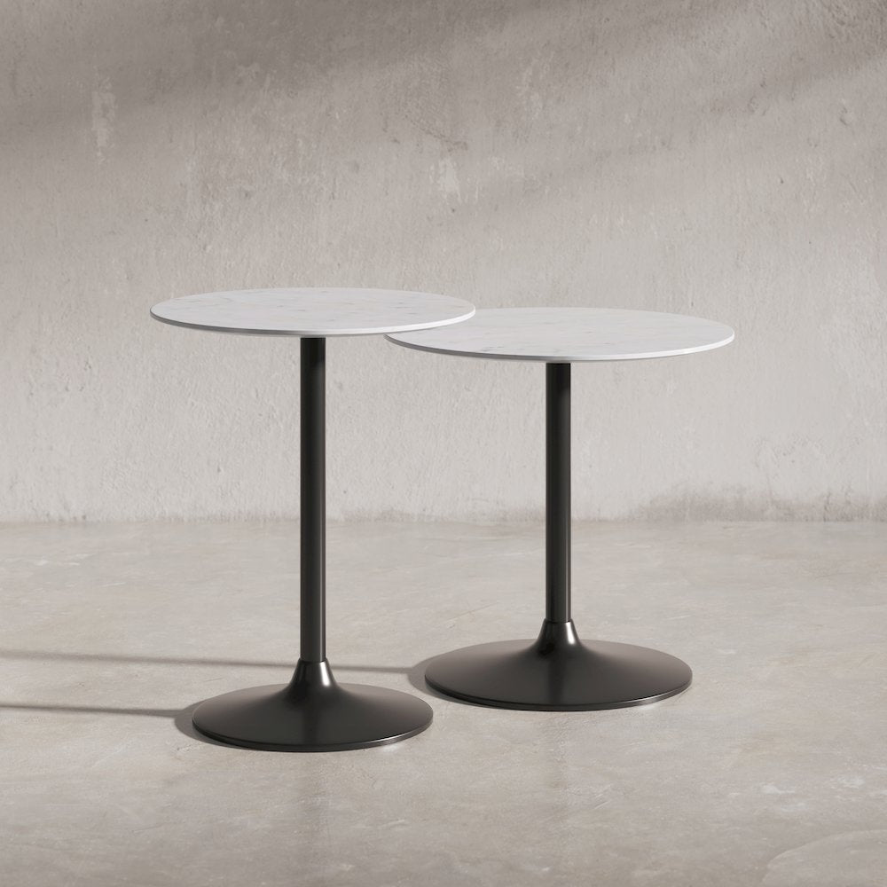 Camille Solid Marble and Iron Modern Luxury Accent Tables (Set of 2)