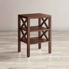Global Archive Solid Wood Rustic Modern X-Side Accent Table with Two Shelves