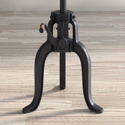 Global Archive Industrial Solid Wood and Iron Crank Table