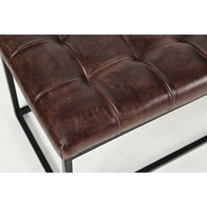 Global Archive 50" Genuine Distressed Leather Mid-Century Modern Ottoman Bench