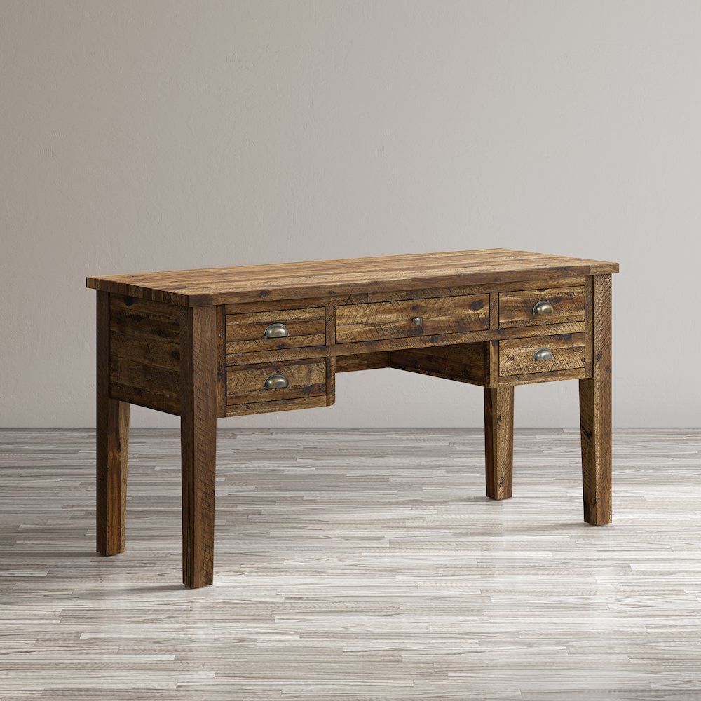 Artisan's Craft Rustic Farmhouse Distressed Acacia 5-Drawer Desk