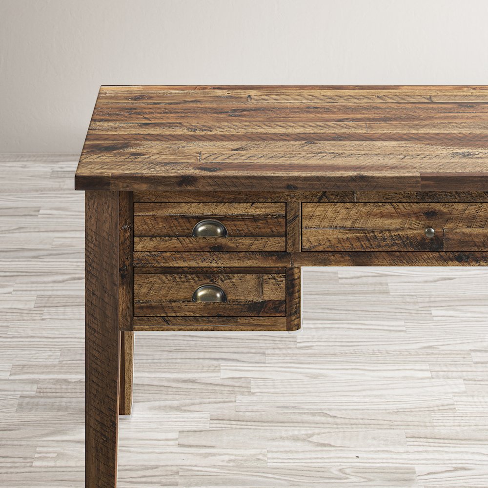 Artisan's Craft Rustic Farmhouse Distressed Acacia 5-Drawer Desk