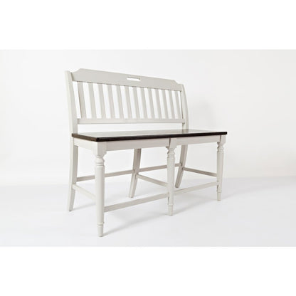 Solid Rubberwood 60" Eight-Piece Farmhouse Counter Height Dining Set with Bench
