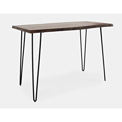 Solid Acacia 52" Five-Piece Counter Height Dining Set with Backless Barstools