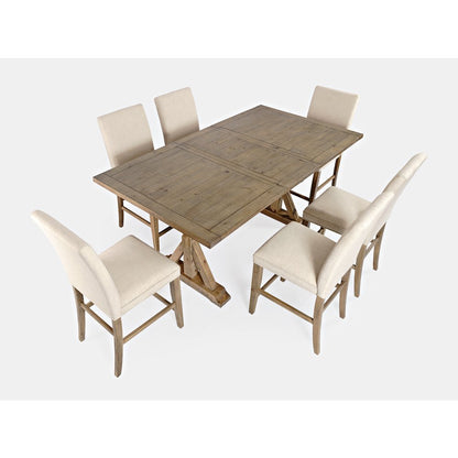 Solid Wood 78" Seven-Piece Counter Height Dining Set with Upholstered Chairs
