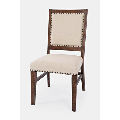 Fairview Transitional Modern Distressed 78" Seven-Piece Upholstered Dining Set
