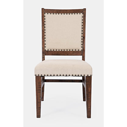 Fairview Transitional Modern Distressed 78" Seven-Piece Upholstered Dining Set