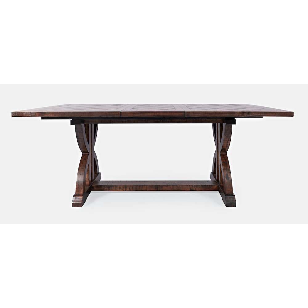 Fairview Transitional Modern Distressed 78" Seven-Piece Upholstered Dining Set
