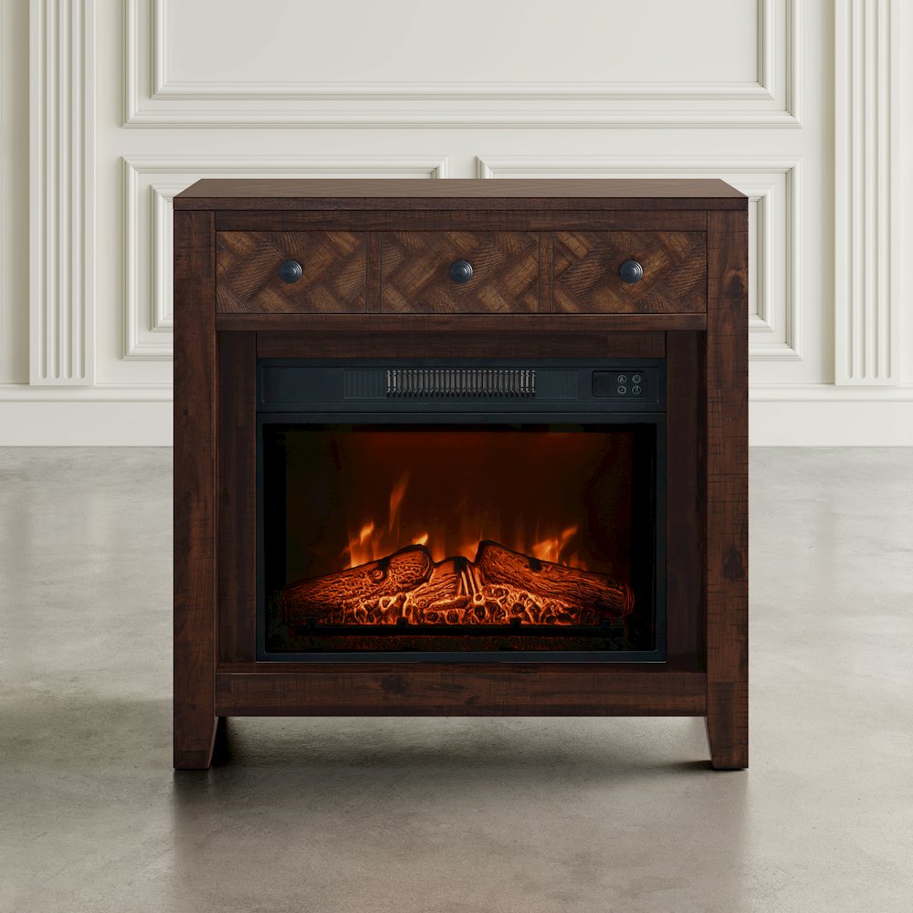 Fairview Modern Transitional 32" Chevron Electric Fireplace Console TV Stand