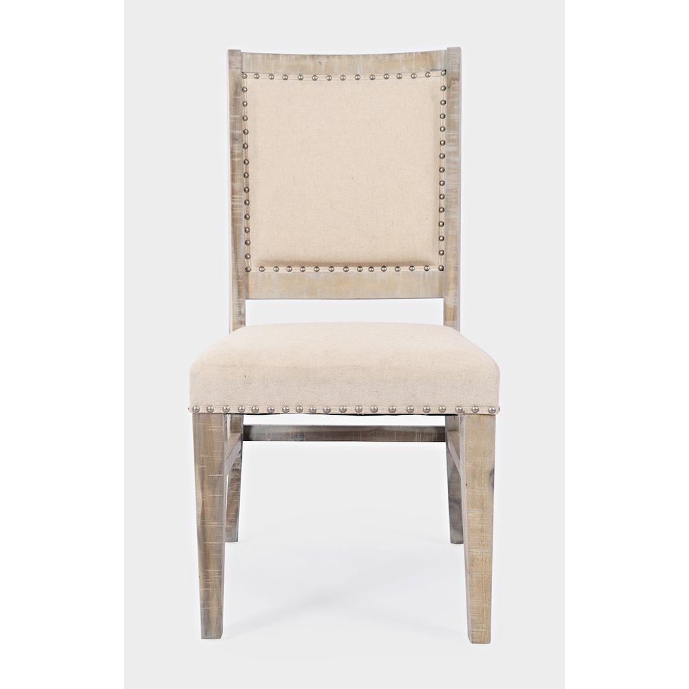 Fairview Transitional Modern Distressed 78" Seven-Piece Upholstered Dining Set