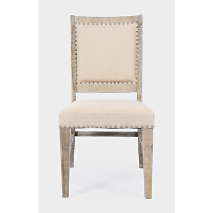 Fairview Transitional Modern Distressed 78" Seven-Piece Upholstered Dining Set