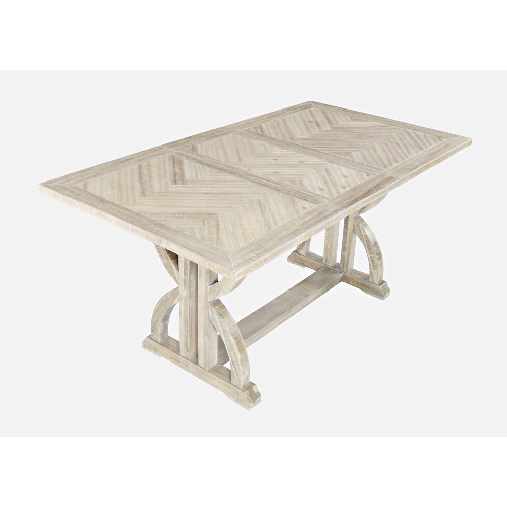 Fairview Transitional Modern Distressed 78" Seven-Piece Upholstered Dining Set