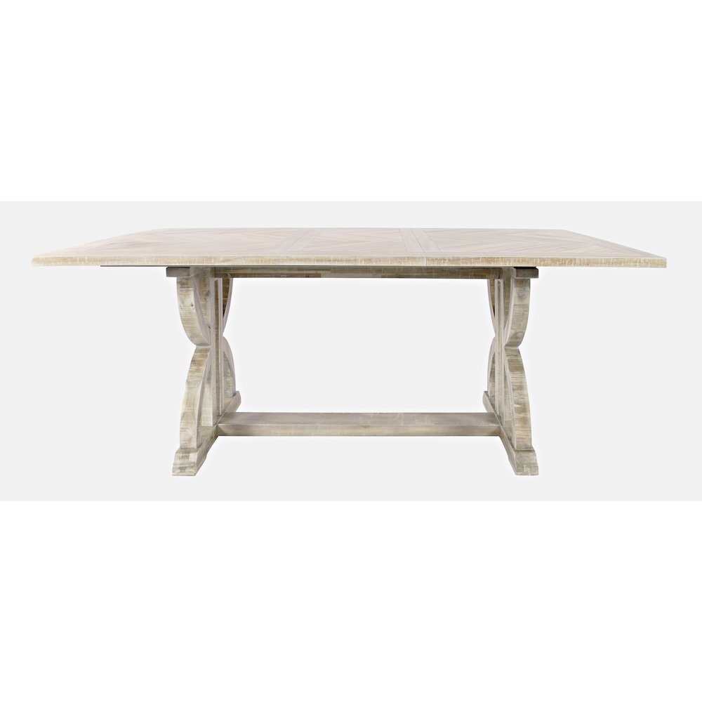 Transitional Herringbone Distressed Acacia Counter Height 78" Dining Table