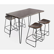 Solid Acacia 52" Five-Piece Counter Height Dining Set with Backless Barstools