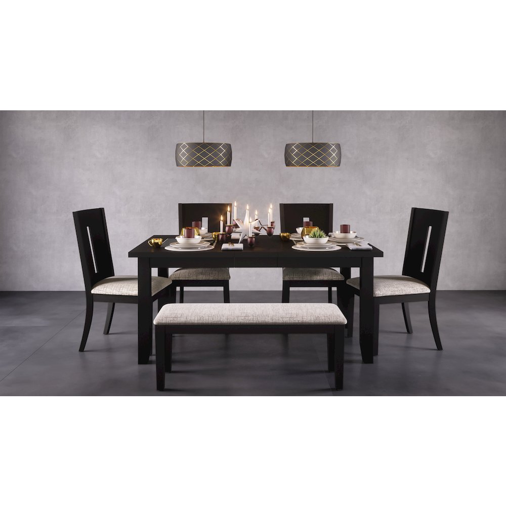 Urban Icon Contemporary 66" Extension Glass Inlay Dining Table