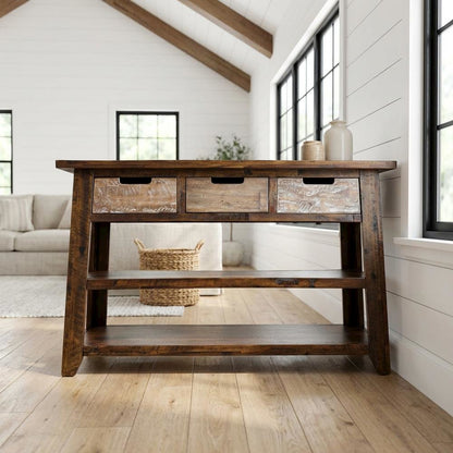 Painted Sofa Table, Rustic Scandinavian Console Table for Living Room