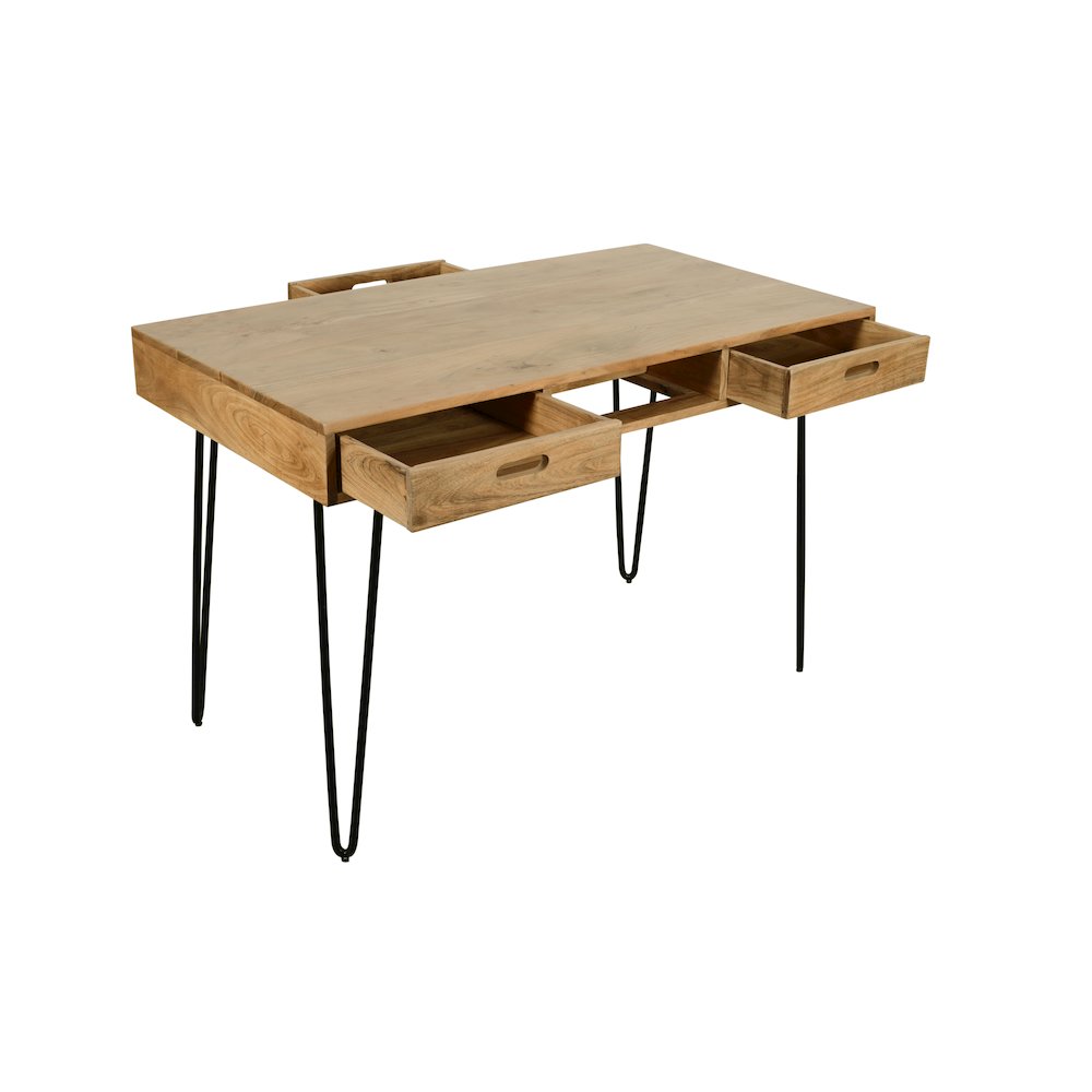 Rollins 52" Solid Acacia Dining Set with Four Backless Barstools