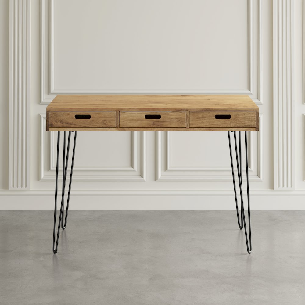 Rollins 52" Solid Acacia Dining Set with Four Backless Barstools