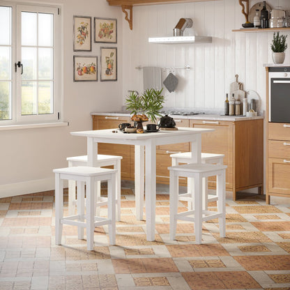 Eastern Tides Coastal Wire-Brushed Acacia Drop-Leaf Counter Height Dining Table
