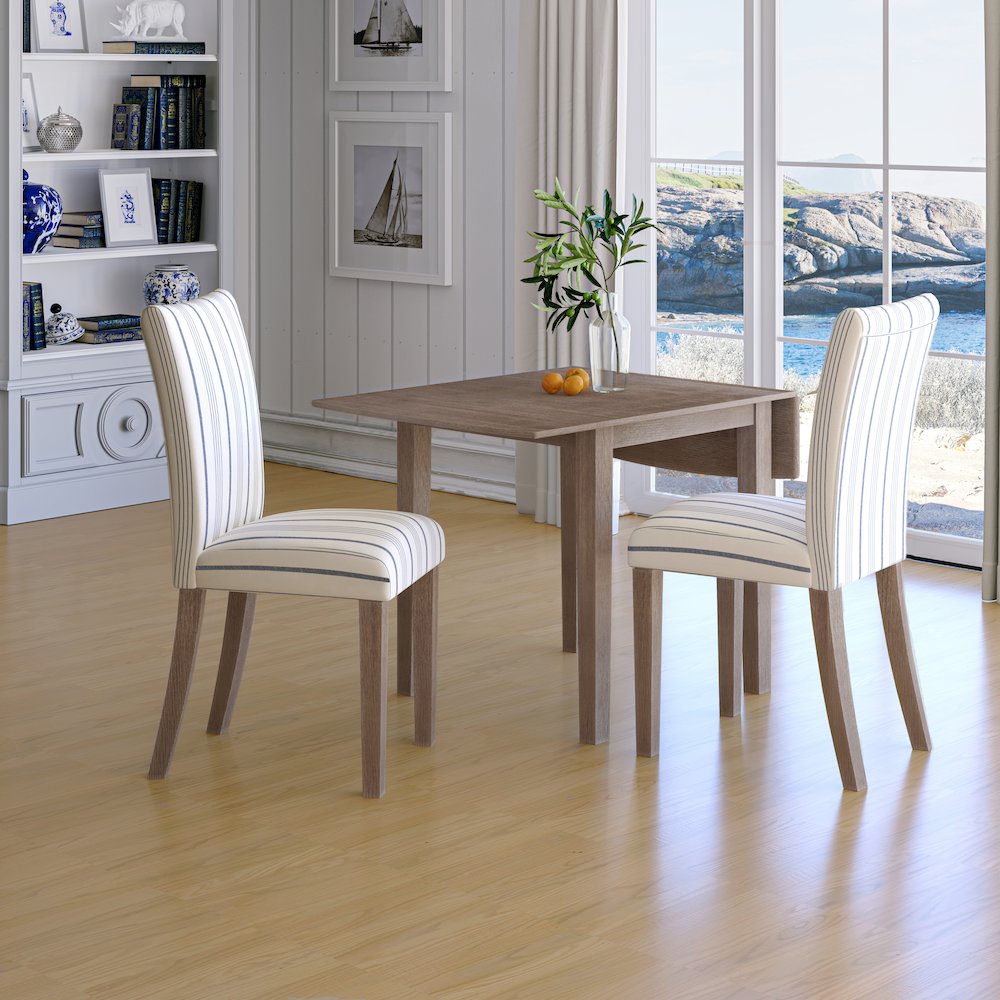 Coastal Wire-Brushed Wood Upholstered Parsons Dining Chair (Set of 2)