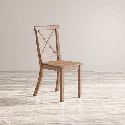 Eastern Tides Coastal Wire-Brushed Wood X-Back Acacia Dining Chair (Set of 2)