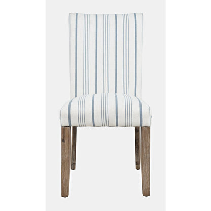 Coastal Wire-Brushed Wood Upholstered Parsons Dining Chair (Set of 2)