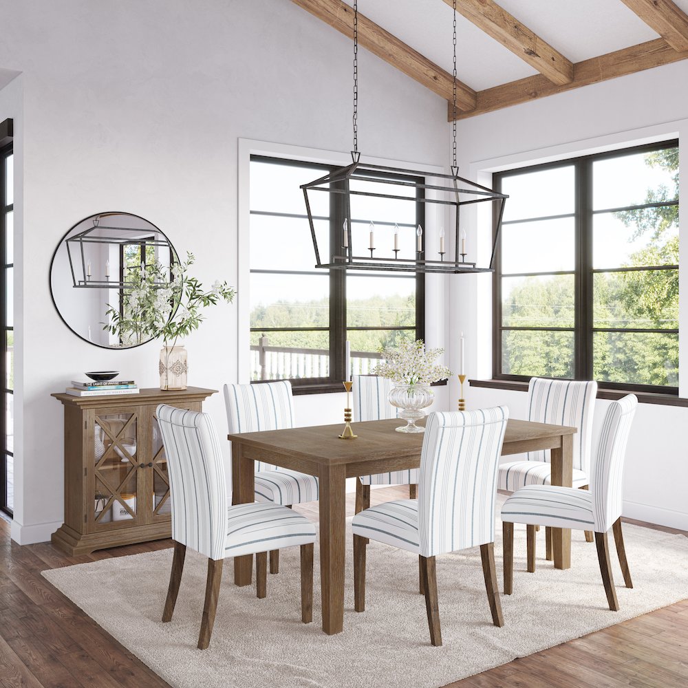Coastal Wire-Brushed Wood Upholstered Parsons Dining Chair (Set of 2)