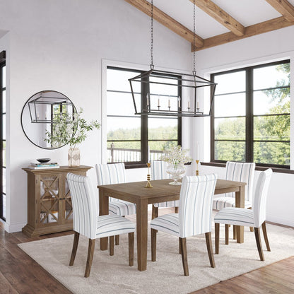 Coastal Wire-Brushed Wood Upholstered Parsons Dining Chair (Set of 2)
