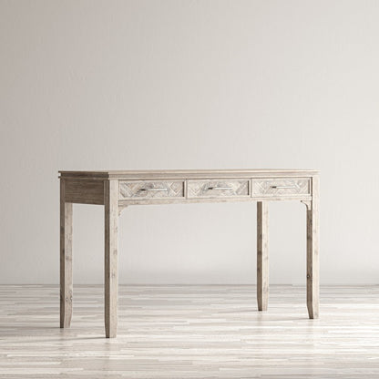 Gramercy Mid-Century Modern Chevron Three Drawer USB Charging Desk
