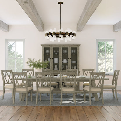 Telluride Eleven Piece Rustic Farmhouse Solid Wood 127" Extendable Dining Set